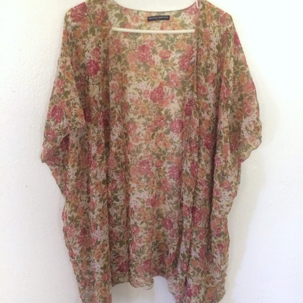 Brandy Melville Women's Floral Kimono, Long Cardigan One Size